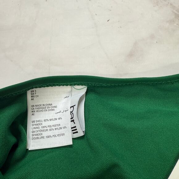 Bar III Banded High Waist Bikini Bottom Size S Midnight Jungle Green Hi-Cut New - Picture 2 of 3